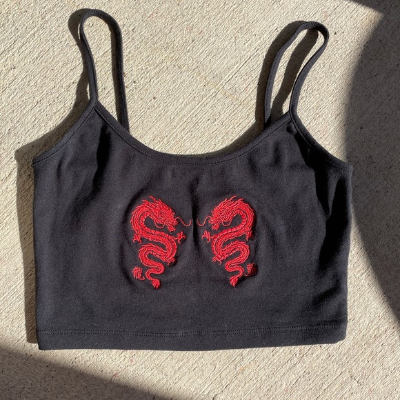Urban Outfitters Tops - Black urban outfitters dragon crop cami tank top